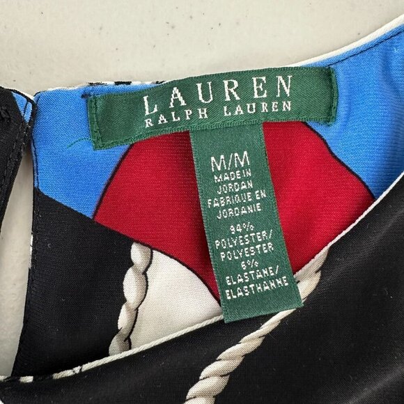 Ralph Lauren Anchor Dress Size M Black Sleeveless Boat Nautical Chain Vintage - Picture 8 of 13